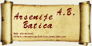 Arsenije Batica vizit kartica